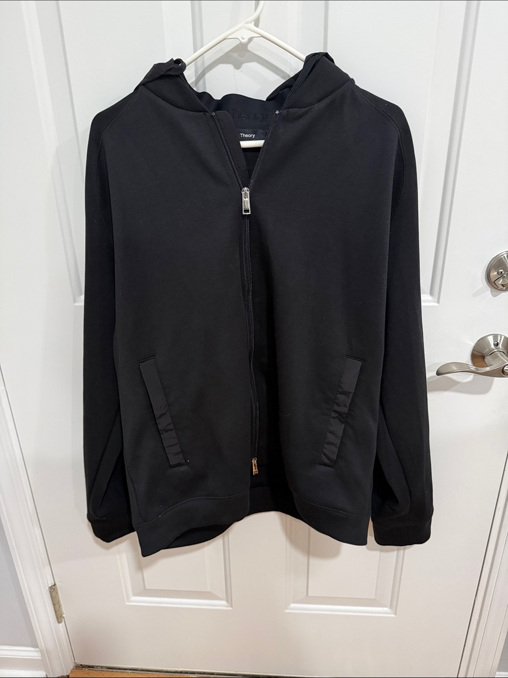 Theory Black Hooded Zip Jacket